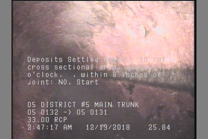 Deposits Settled Other, 10 %of cross sectional area, at 06 o'clock, , within 8 inches of joint: NO, Start