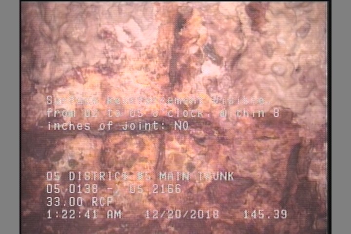 Surface Reinforcement Visible, from 02 to 05 o'clock, within 8 inches of joint: NO, Start