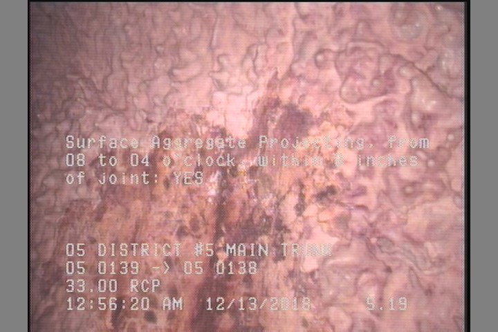 Surface Aggregate Projecting, from 08 to 04 o'clock, within 8 inches of joint: YES, Start