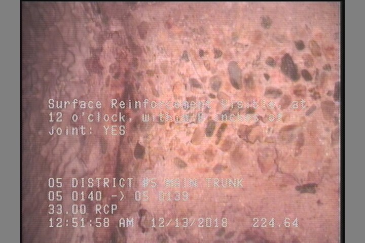 Surface Reinforcement Visible, at 12 o'clock, within 8 inches of joint: YES