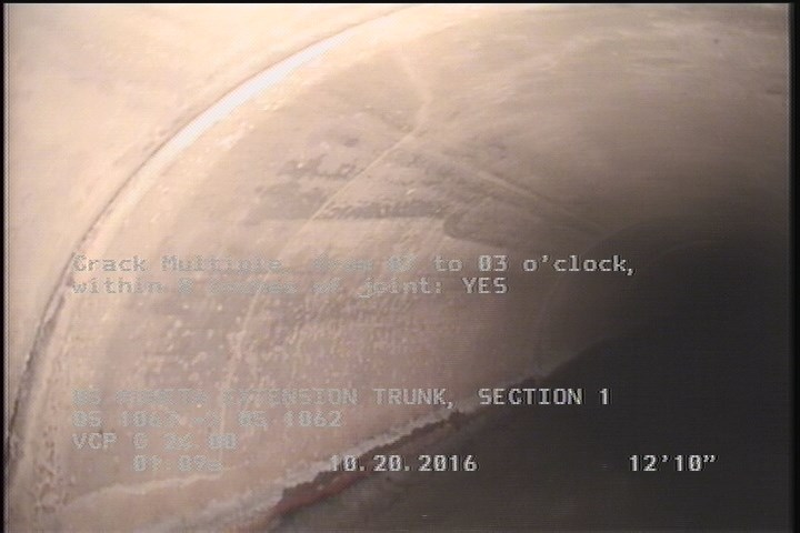 Crack Multiple, from 07 to 03 o'clock, within 8 inches of joint: YES