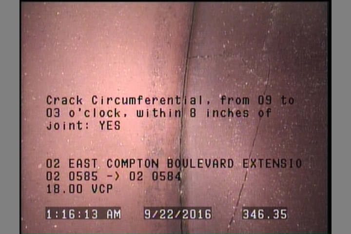 Crack Circumferential, from 09 to 03 o'clock, within 8 inches of joint: YES