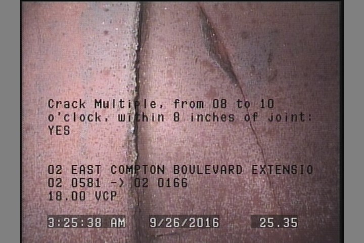 Crack Multiple, from 08 to 10 o'clock, within 8 inches of joint: YES