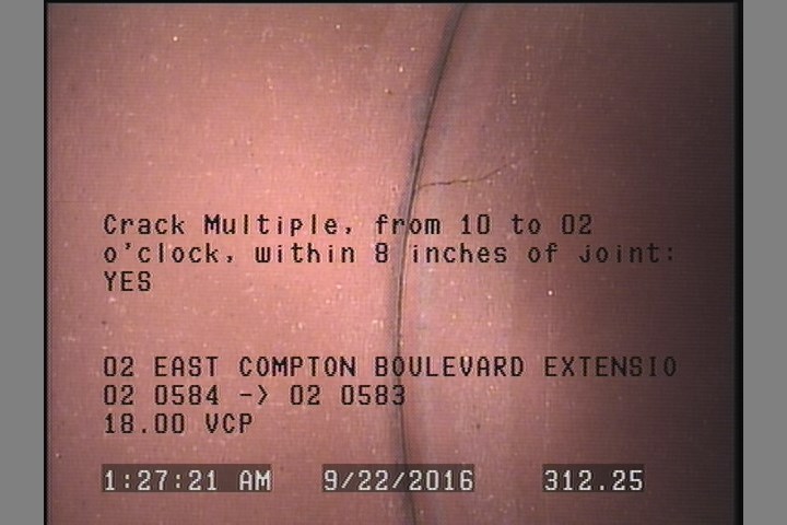 Crack Multiple, from 10 to 02 o'clock, within 8 inches of joint: YES