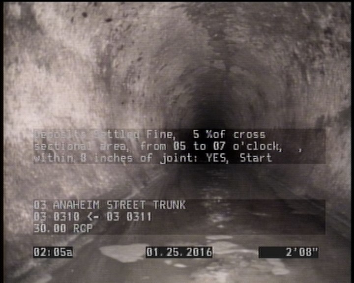 Deposits Settled Fine, 5 %of cross sectional area, from 05 to 07 o'clock, , within 8 inches of joint: YES, Start