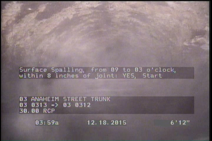 Surface Spalling, from 09 to 03 o'clock, within 8 inches of joint: YES, Start