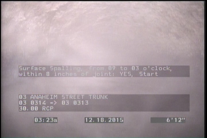 Surface Spalling, from 09 to 03 o'clock, within 8 inches of joint: YES, Start