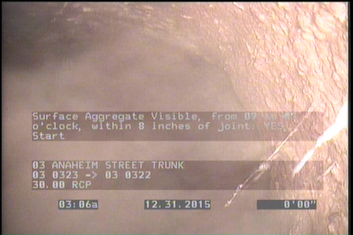 Surface Aggregate Visible, from 09 to 03 o'clock, within 8 inches of joint: YES, Start