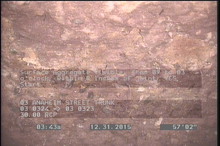Surface Aggregate Visible, from 09 to 03 o'clock, within 8 inches of joint: YES, Start