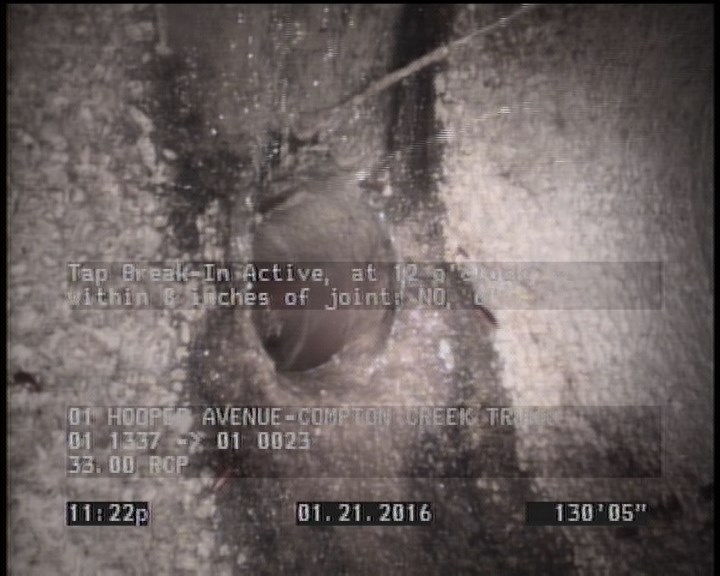 Tap Break-In Active, at 12 o'clock, -, within 8 inches of joint: NO, 6"