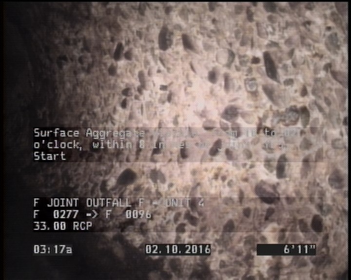 Surface Aggregate Visible, from 10 to 02 o'clock, within 8 inches of joint: YES, Start