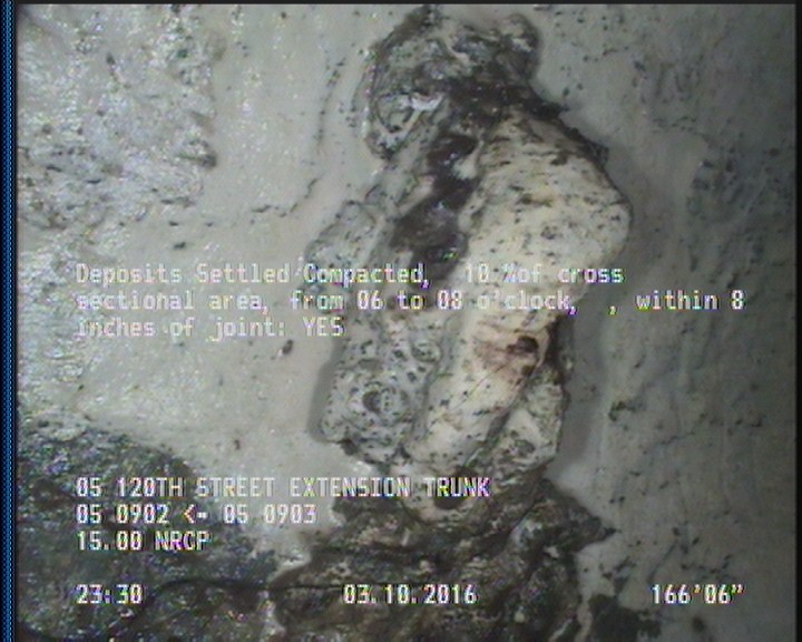 Deposits Settled Compacted, 10 %of cross sectional area, from 06 to 08 o'clock, , within 8 inches of joint: YES