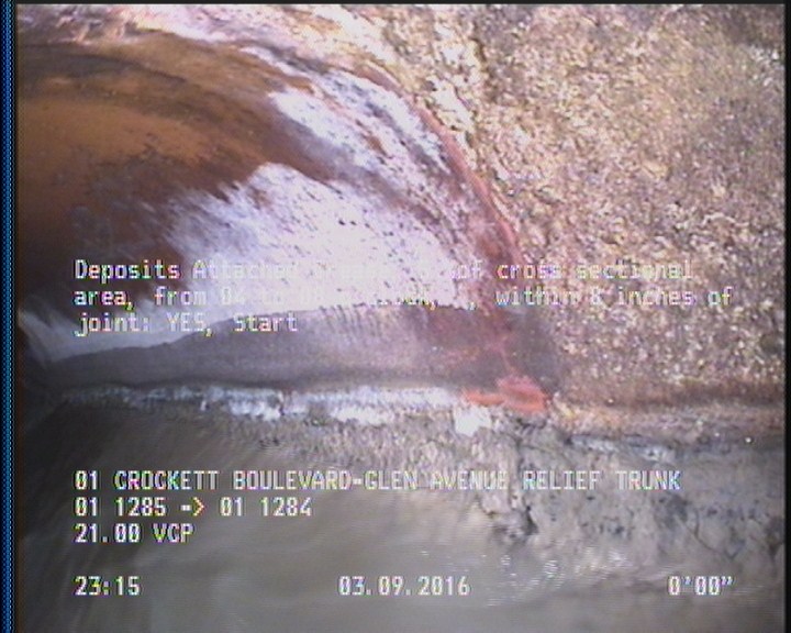 Deposits Attached Grease, 5 %of cross sectional area, from 04 to 08 o'clock, , within 8 inches of joint: YES, Start