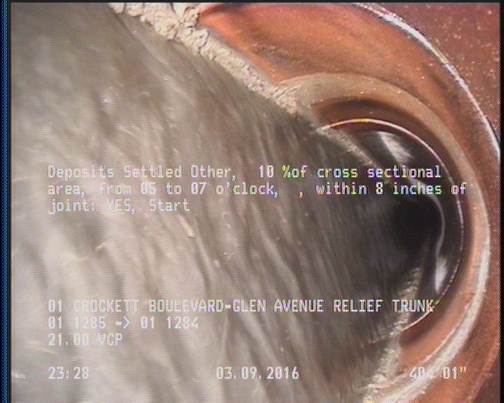 Deposits Settled Other, 20 %of cross sectional area, from 05 to 07 o'clock, , within 8 inches of joint: YES, Start