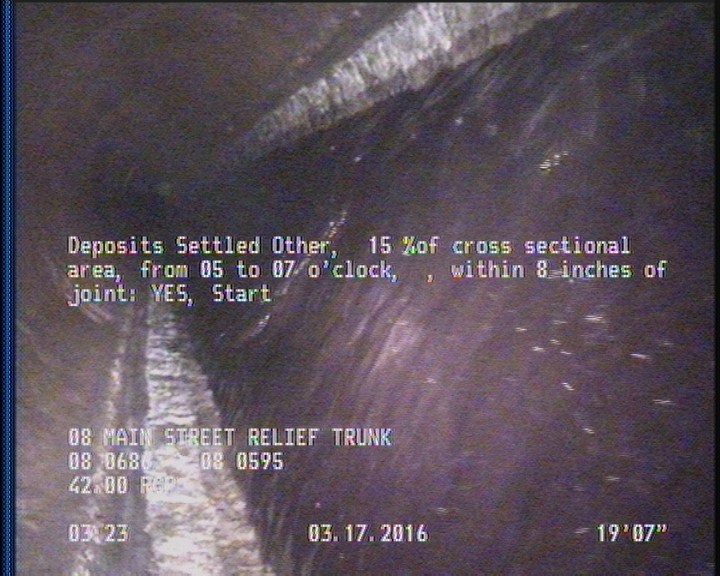 Deposits Settled Other, 15 %of cross sectional area, from 05 to 07 o'clock, , within 8 inches of joint: YES, Start
