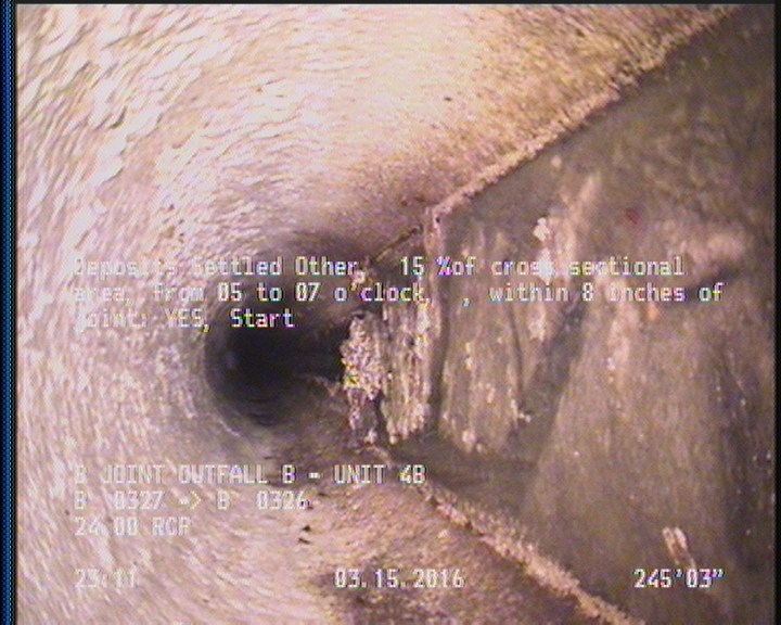 Deposits Settled Other, 15 %of cross sectional area, from 05 to 07 o'clock, , within 8 inches of joint: YES, Start