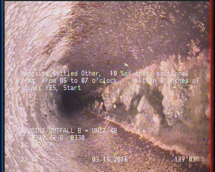 Deposits Settled Other, 10 %of cross sectional area, from 05 to 07 o'clock, , within 8 inches of joint: YES, Start