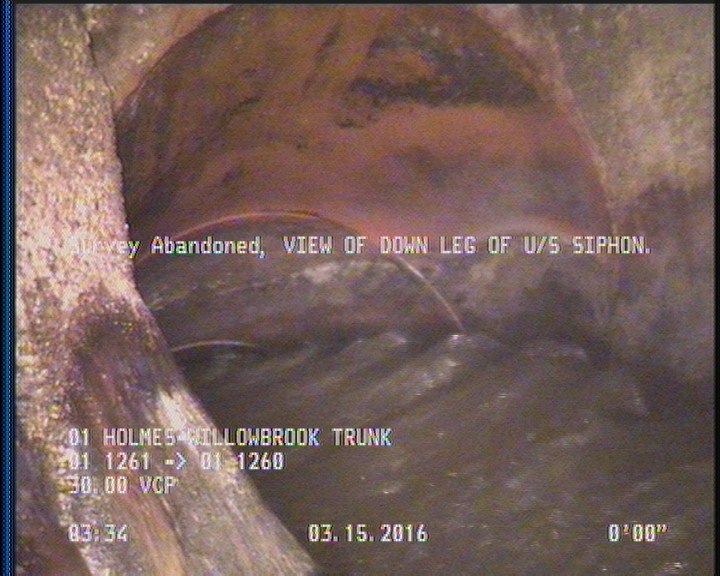 Survey Abandoned - VIEW OF DOWN LEG OF U/S SIPHON.