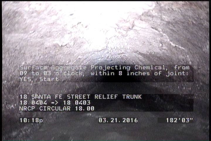 Surface Aggregate Projecting Chemical, from 09 to 03 o'clock, within 8 inches of joint: YES, Start