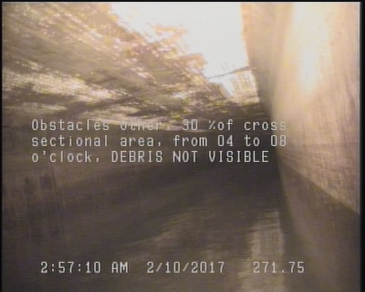Obstacles Other, 30 %of cross sectional area, from 04 to 08 o'clock - DEBRIS NOT VISIBLE