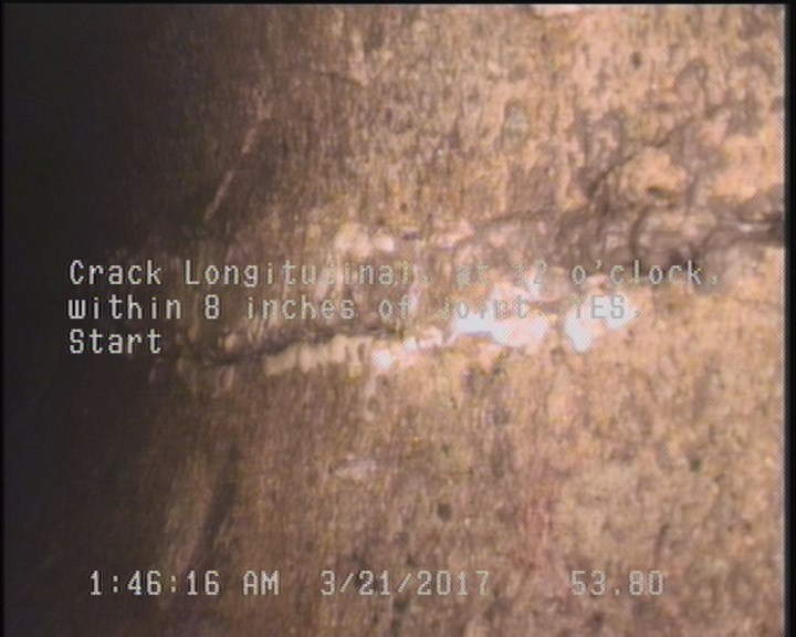 Crack Longitudinal, at 12 o'clock, within 8 inches of joint: YES, Start
