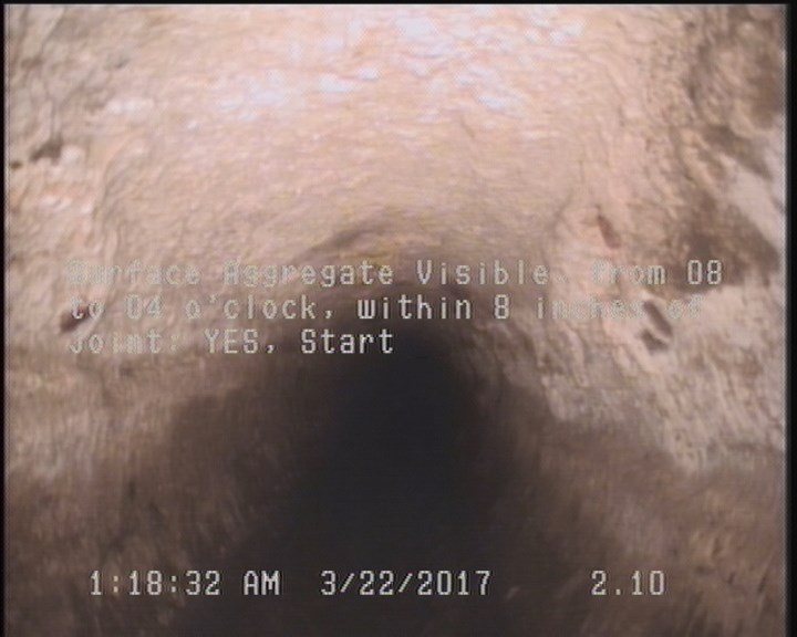 Surface Aggregate Visible, from 08 to 04 o'clock, within 8 inches of joint: YES, Start