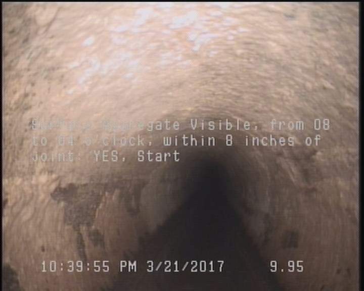 Surface Aggregate Visible, from 08 to 04 o'clock, within 8 inches of joint: YES, Start