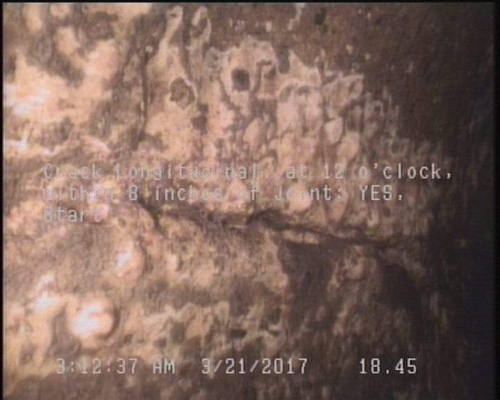 Crack Longitudinal, at 12 o'clock, within 8 inches of joint: YES, Start