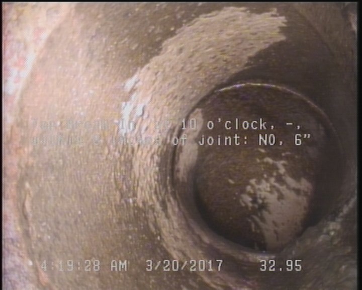Tap Break-In, at 10 o'clock, -, within 8 inches of joint: NO, 6"