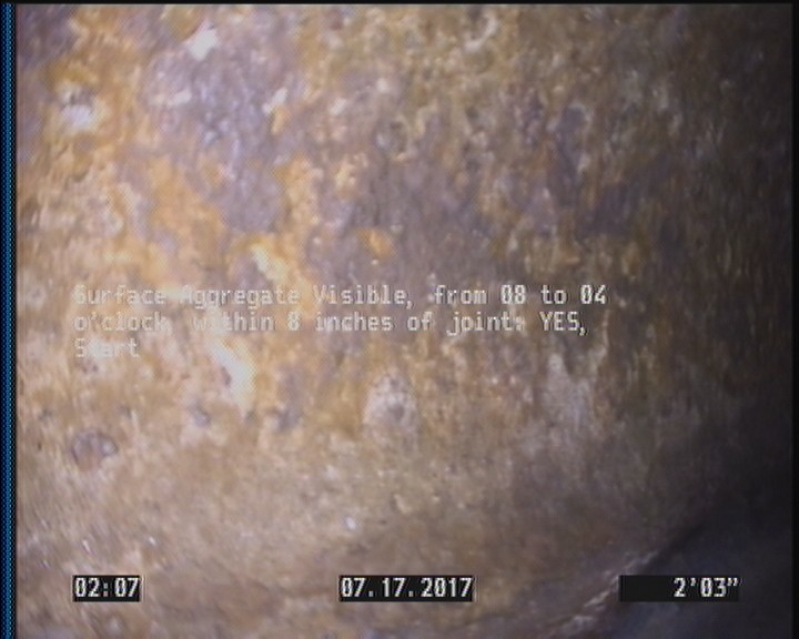 Surface Aggregate Visible, from 08 to 04 o'clock, within 8 inches of joint: YES, Start