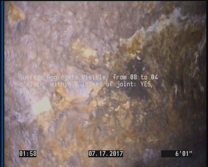 Surface Aggregate Visible, from 08 to 04 o'clock, within 8 inches of joint: YES, Start