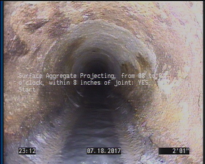 Surface Aggregate Projecting, from 08 to 04 o'clock, within 8 inches of joint: YES, Start