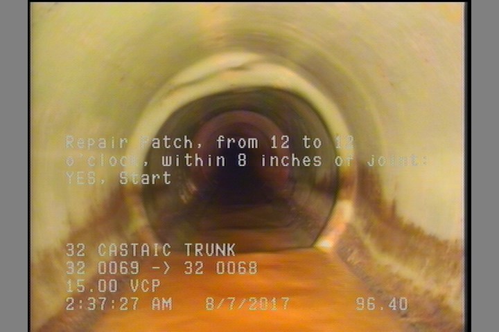 Repair Patch, from 12 to 12 o'clock, within 8 inches of joint: YES, Start