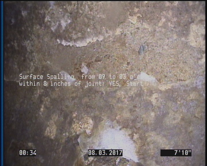 Surface Spalling, from 09 to 03 o'clock, within 8 inches of joint: YES, Start
