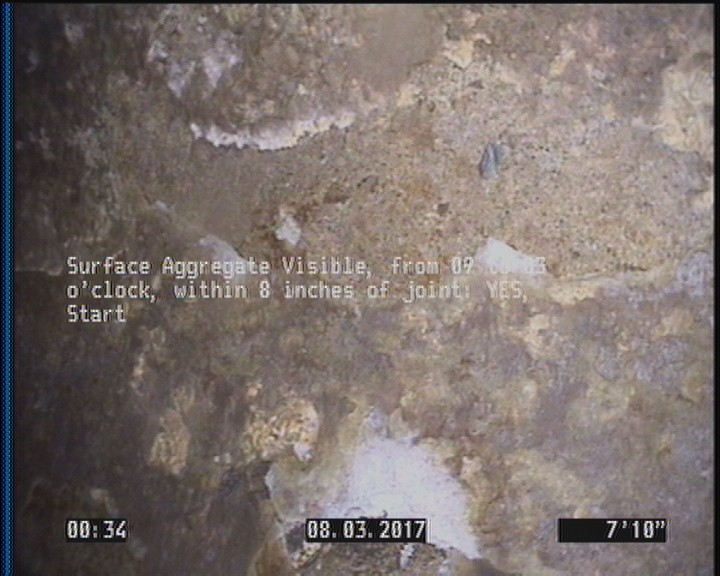 Surface Aggregate Visible, from 09 to 03 o'clock, within 8 inches of joint: YES, Start