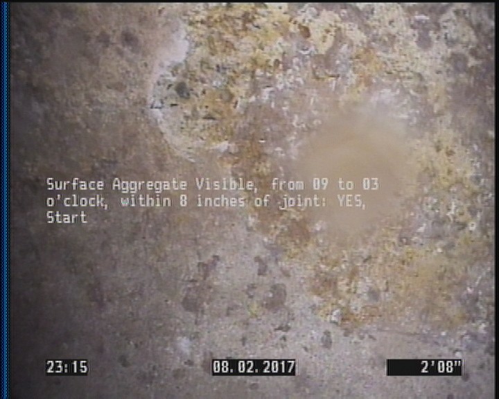 Surface Aggregate Visible, from 09 to 03 o'clock, within 8 inches of joint: YES, Start