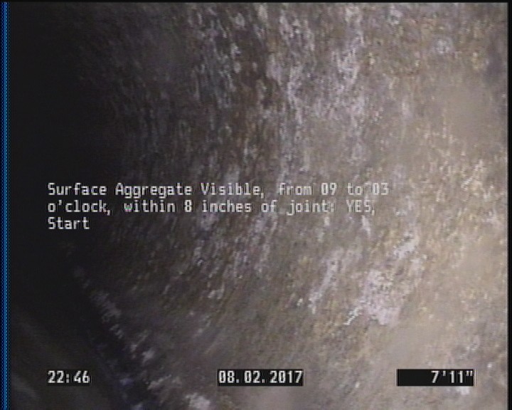 Surface Aggregate Visible, from 09 to 03 o'clock, within 8 inches of joint: YES, Start