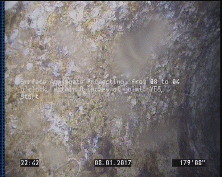 Surface Aggregate Projecting, from 08 to 04 o'clock, within 8 inches of joint: YES, Start