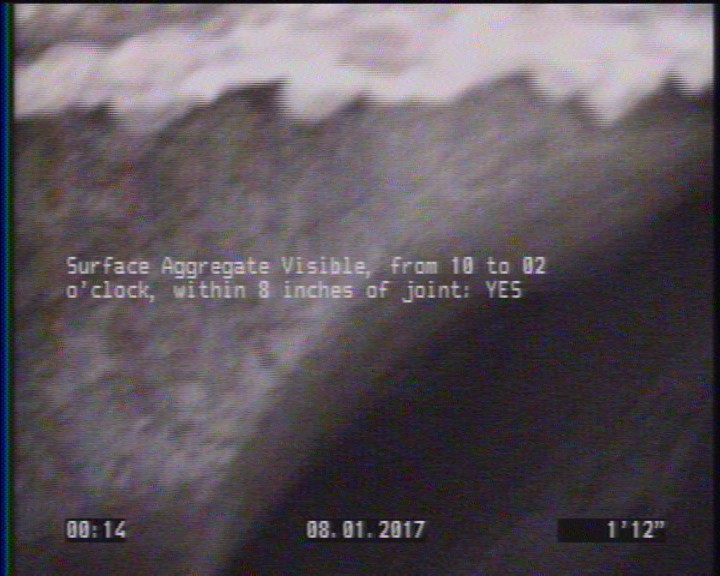 Surface Aggregate Visible, from 10 to 02 o'clock, within 8 inches of joint: YES