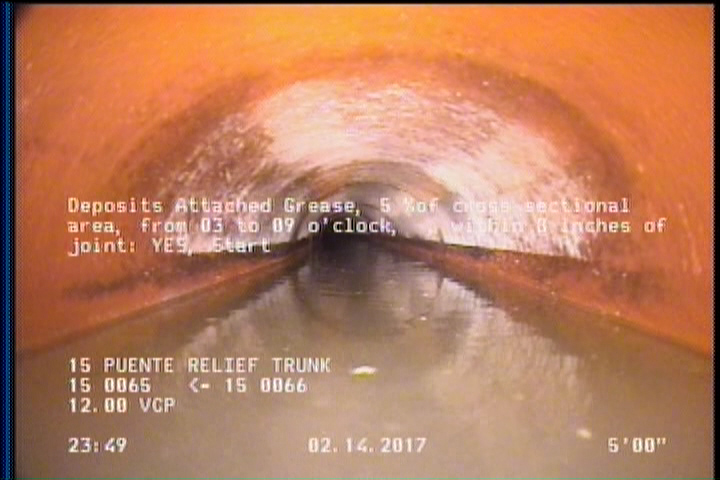 Deposits Attached Grease, 5 %of cross sectional area, from 03 to 09 o'clock, , within 8 inches of joint: YES, Start