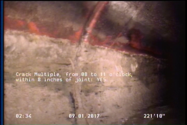 Crack Multiple, from 08 to 11 o'clock, within 8 inches of joint: YES
