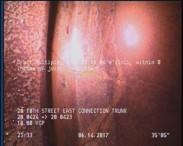 Crack Multiple, from 08 to 04 o'clock, within 8 inches of joint: YES, Start