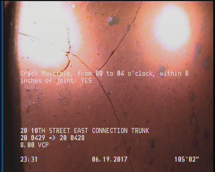 Crack Multiple, from 08 to 04 o'clock, within 8 inches of joint: YES