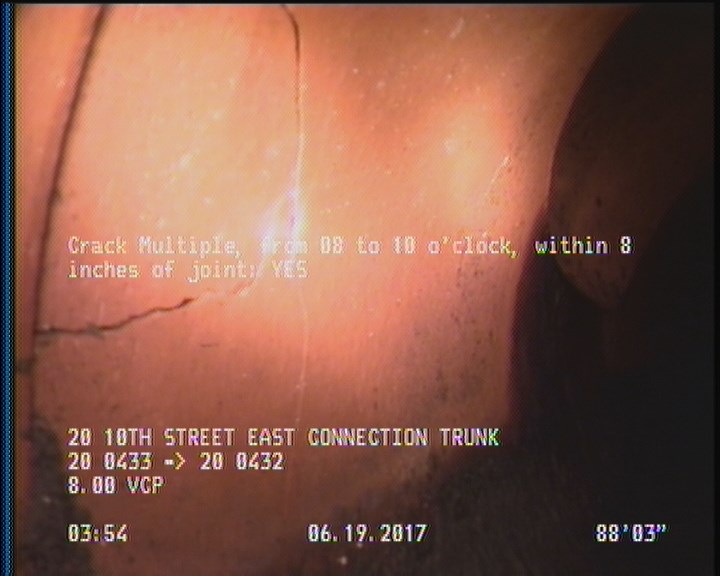 Crack Multiple, from 08 to 10 o'clock, within 8 inches of joint: YES