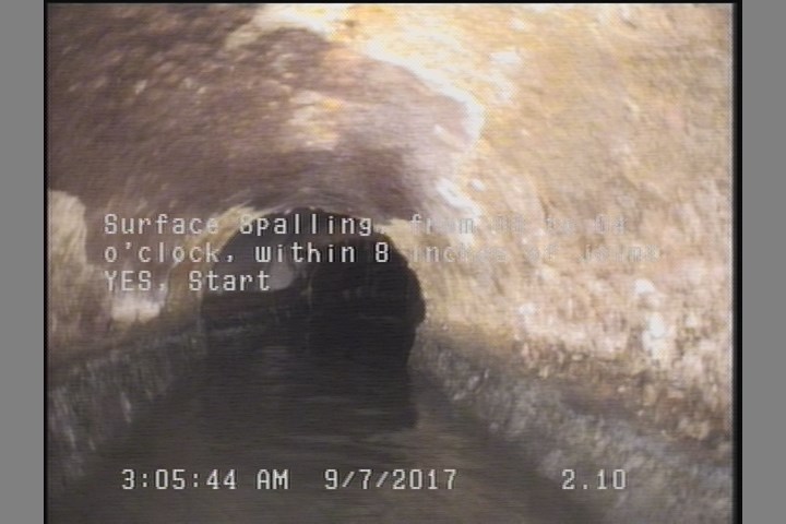 Surface Spalling, from 08 to 04 o'clock, within 8 inches of joint: YES, Start