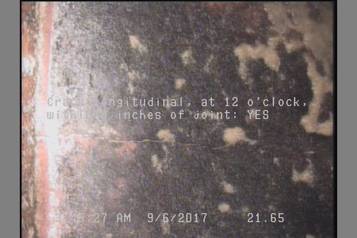 Crack Longitudinal, at 12 o'clock, within 8 inches of joint: YES