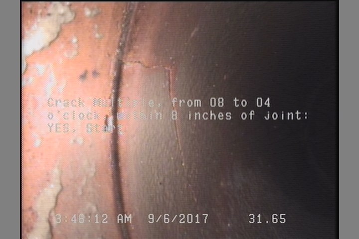 Crack Multiple, from 08 to 04 o'clock, within 8 inches of joint: YES, Start