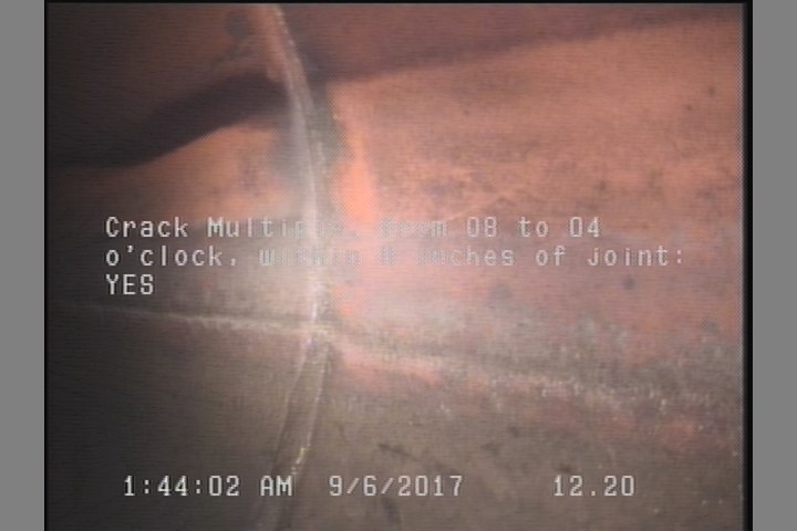 Crack Multiple, from 08 to 04 o'clock, within 8 inches of joint: YES