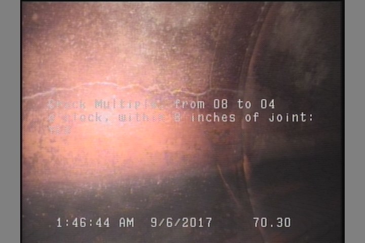 Crack Multiple, from 08 to 04 o'clock, within 8 inches of joint: YES