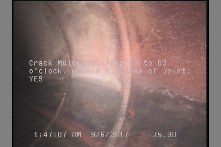 Crack Multiple, from 09 to 03 o'clock, within 8 inches of joint: YES